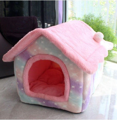 Foldable Dog House Warm Removable Nest Enclosed Pet Bed Sofa