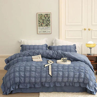 Icy Summer Seersucker Quilt Set 4-Piece Lightweight Cooling Quilt