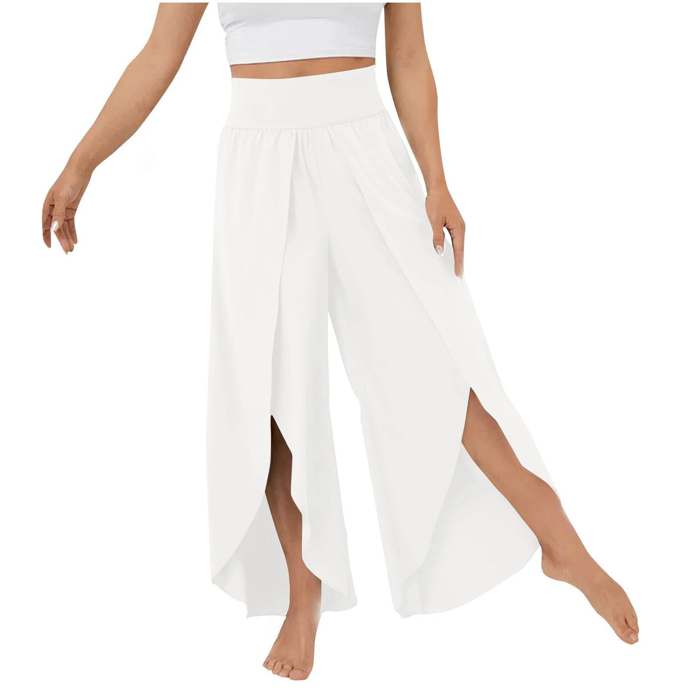 High Waisted Wide Leg Pants Split Casual Quick Dry Design
