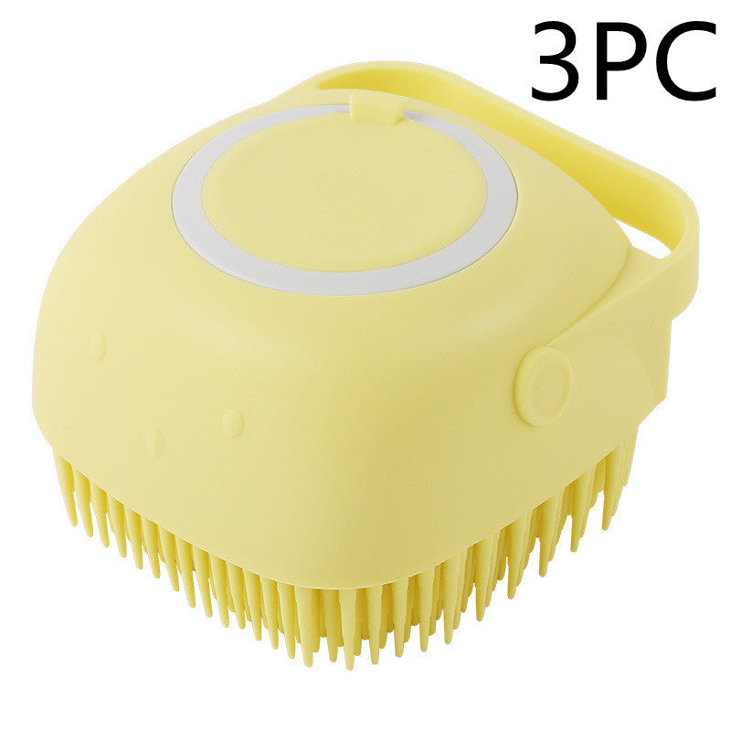 Silicone Dog Grooming Brush Bath Massage Gloves Shampoo Dispenser
