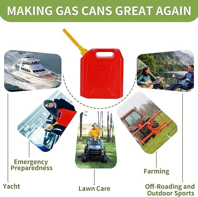 Upgraded Replacement Gas Can Spout With Flexible Nozzle For 1 To 10 Gal Cans