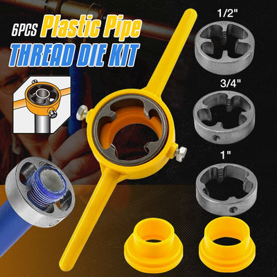 6-Piece Plastic Pipe Thread Die Set For Easy Pipe Connections