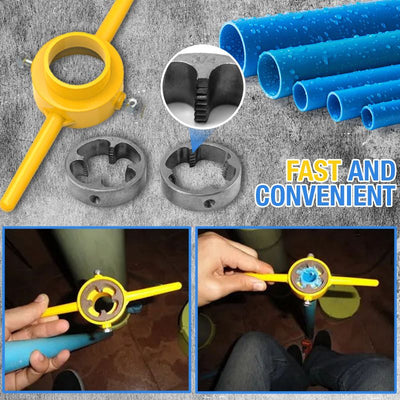 6-Piece Plastic Pipe Thread Die Set For Easy Pipe Connections