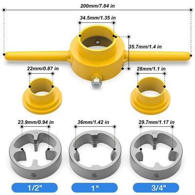 6-Piece Plastic Pipe Thread Die Set For Easy Pipe Connections