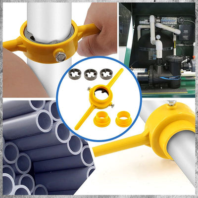 6-Piece Plastic Pipe Thread Die Set For Easy Pipe Connections