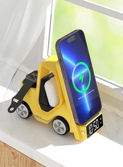 Car Shaped Wireless Charging Dock With LED Alarm Clock Fast Charge