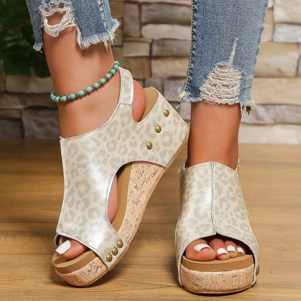 Women’s Orthopedic Leather Wedge Sandals Comfortable Platform Shoes