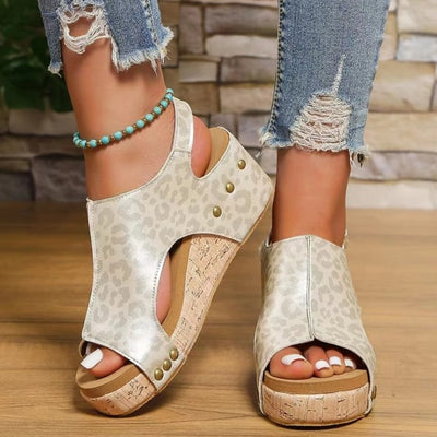 Women’s Orthopedic Leather Wedge Sandals Comfortable Platform Shoes