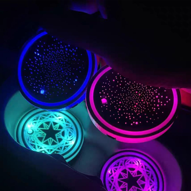 Car LED Cup Holder Coaster Luminous Glow Light Accessory