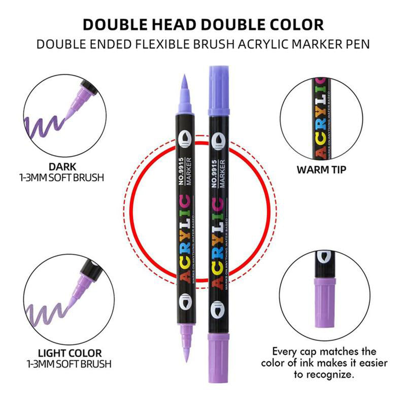 Dual Tip Acrylic Paint Marker Pen For Art And Crafts
