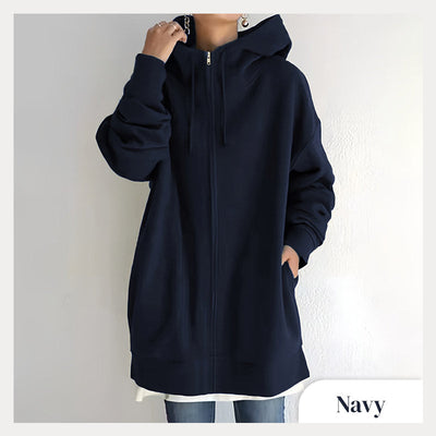 Women's Hooded Sweater Zippered Autumn Winter Warm Pullover