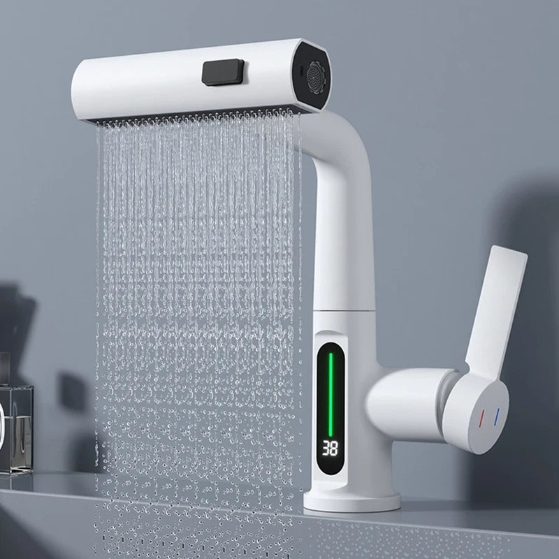 Intelligent Kitchen Faucet Brass Rotatable With Digital Display And Spray Modes