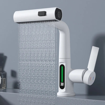Intelligent Kitchen Faucet Brass Rotatable With Digital Display And Spray Modes