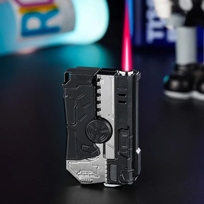 Deformable Fingertip Gyro Decompression Lighter Foldable Windproof Red Flame