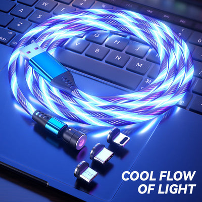 3-in-1 Magnetic Charging Cable Rotating Streamer Data Cable