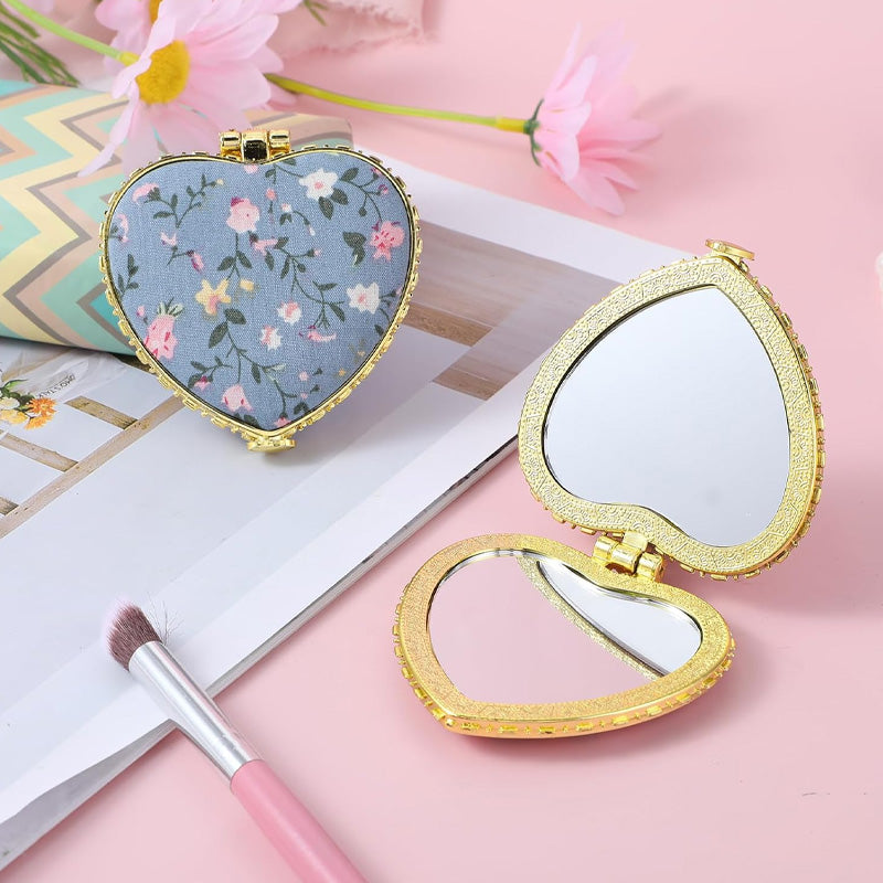 Retro Style Compact Double Sided Folding Mirror For Travel