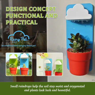 Rainy Pot Wall Mounted Flower Pot With Unique Rain Cloud Design