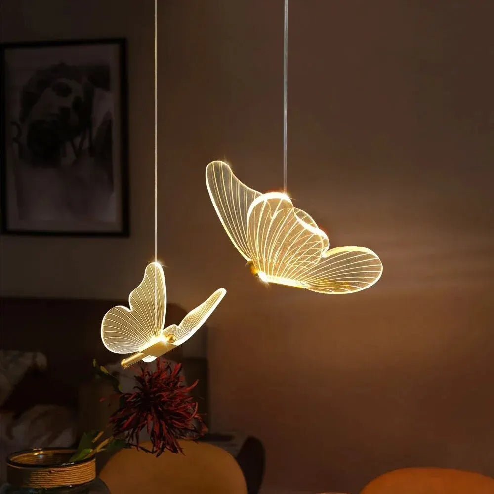 Nordic Butterfly LED Pendant Lamp Elegant Hanging Light For Bedroom