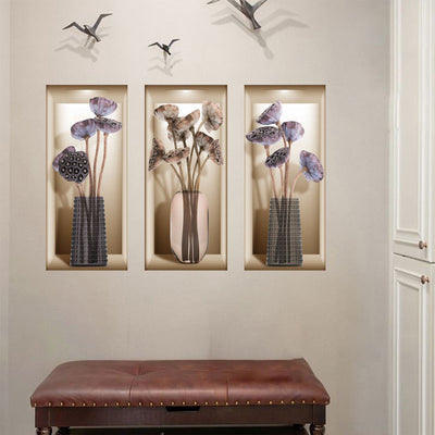 Simulated Plant Flowers 3D Photo Frame Wall Sticker Decoration
