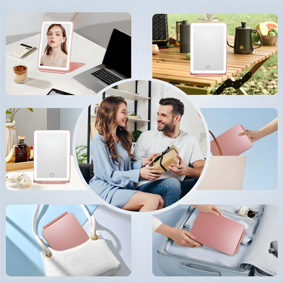 Rechargeable LED Makeup Mirror With Built-in Light And Portable Design