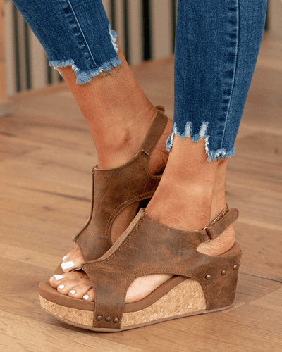 Women’s Orthopedic Leather Wedge Sandals Comfortable Platform Shoes