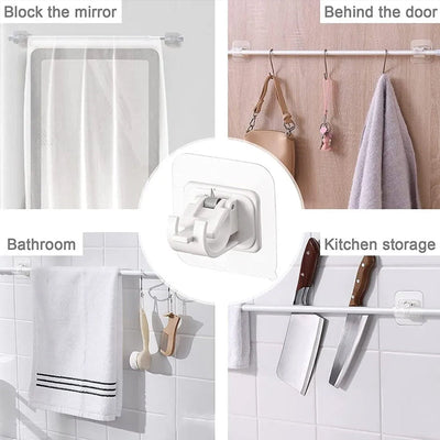 Nail-free Adjustable Curtain Rod Brackets Set Of 2 Holders