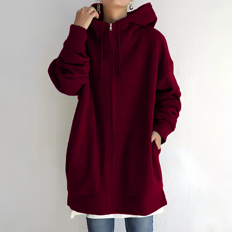 Women's Hooded Sweater Zippered Autumn Winter Warm Pullover