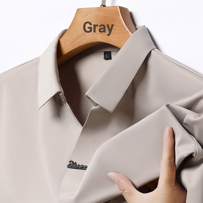 Men’s Casual Lapel T-shirt Wrinkle-Free Breathable Summer Tee