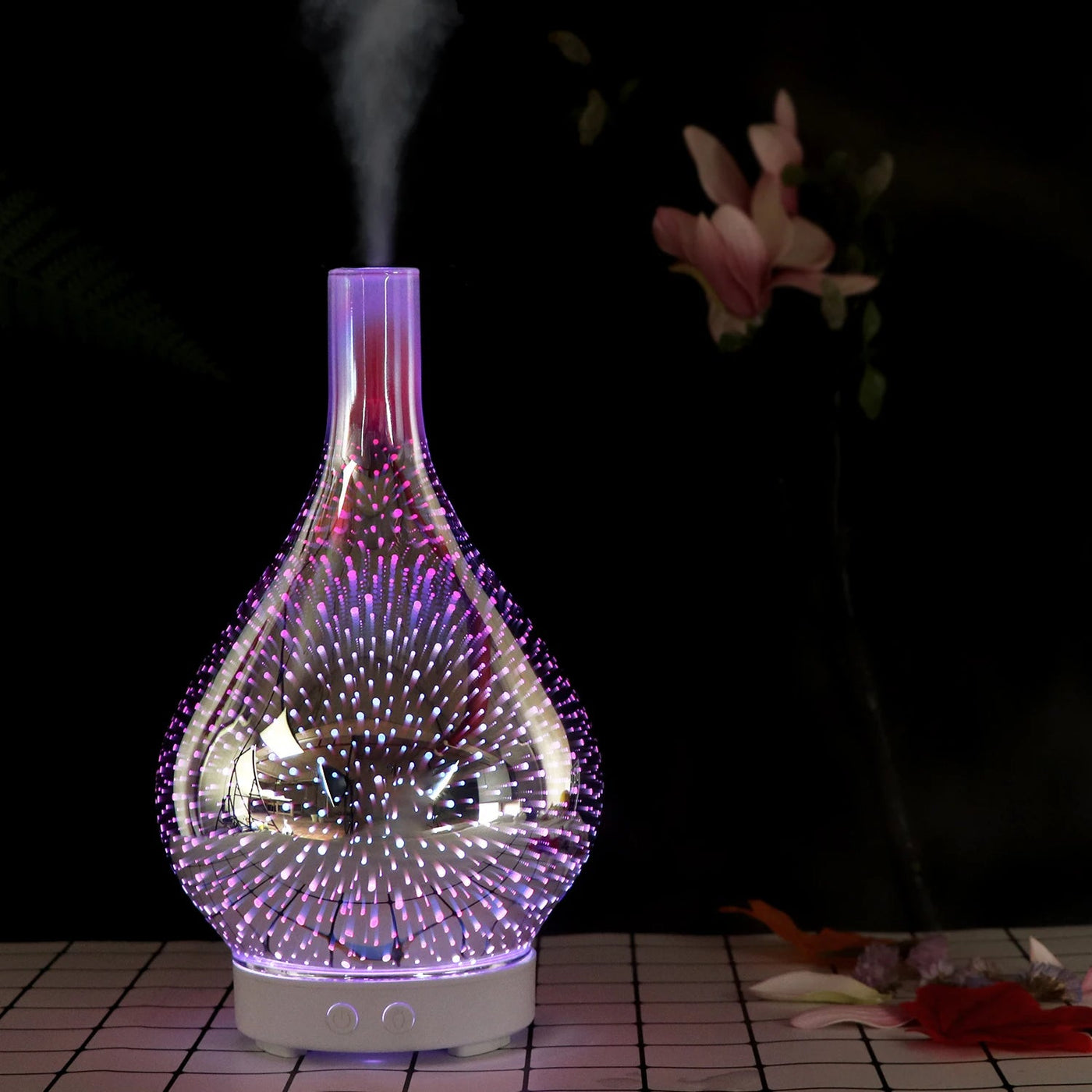 Firework Glass Aroma Diffuser Ultrasonic Humidifier With LED Lights