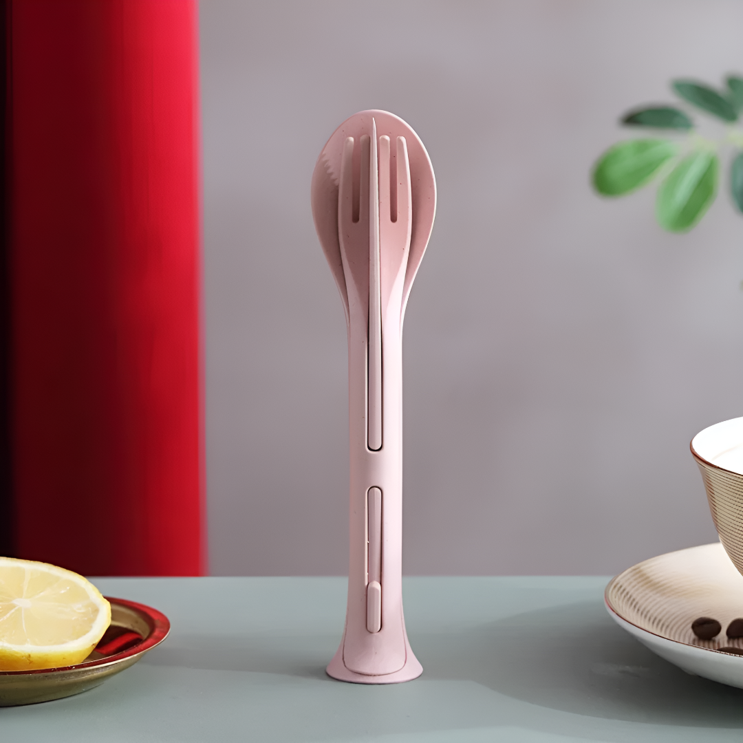 Compact Stackable Reusable Utensil Set For Travel And Outdoor Use