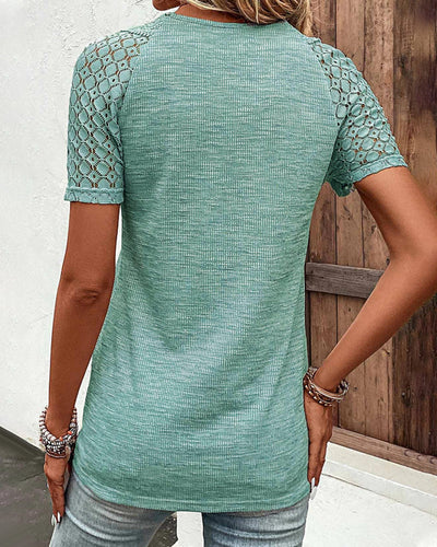 Lace Short Sleeve T-Shirt Elegant Women’s Casual Summer Top