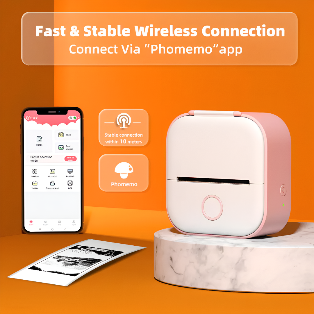 Portable Wireless Printer Compact Lightweight Mobile Printing Device