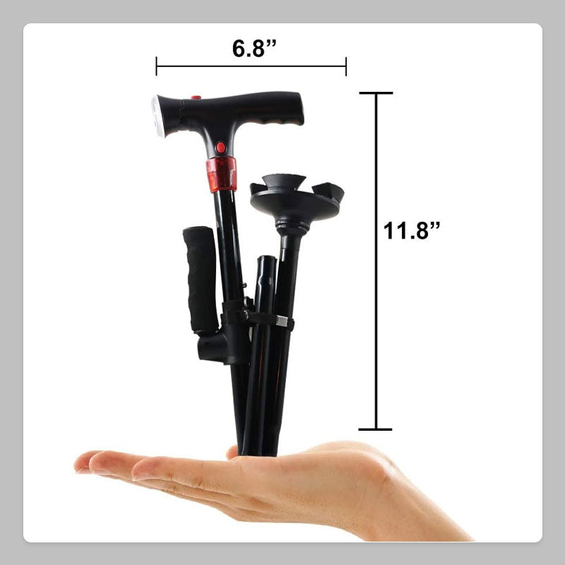 Elderly Cane With Alarm LED Double Handle For Safety