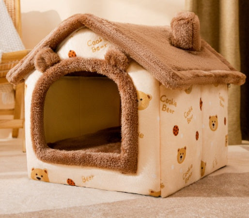 Foldable Dog House Warm Removable Nest Enclosed Pet Bed Sofa