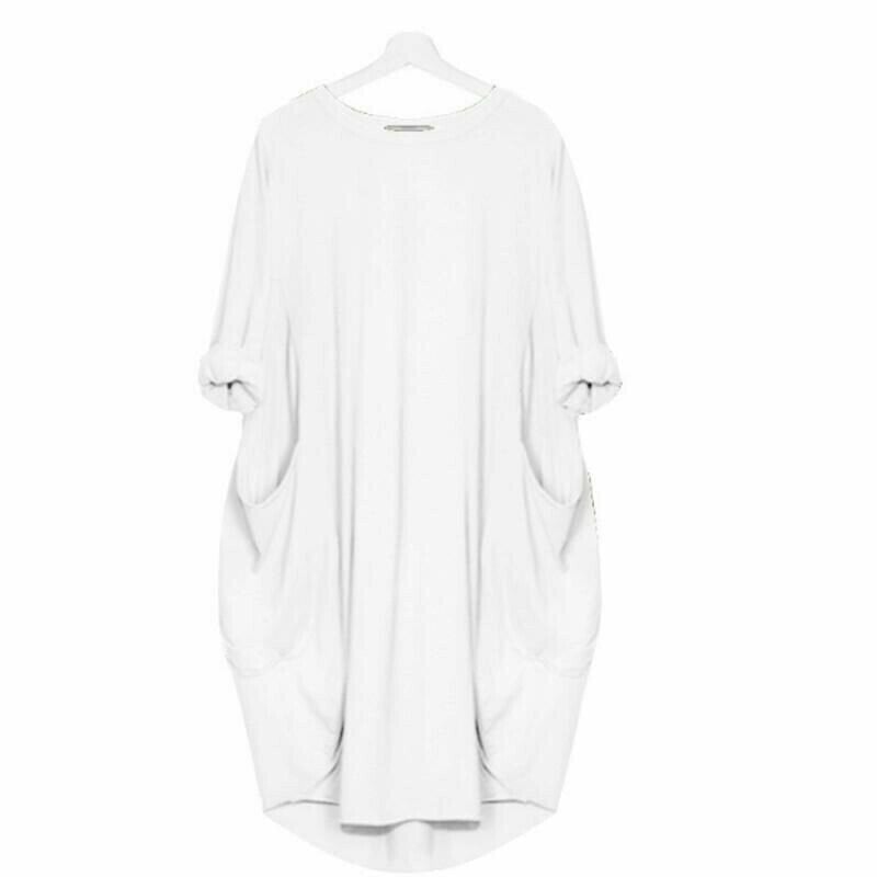 Long Sleeve Casual Loose Pocket Dress Comfortable Everyday Wear
