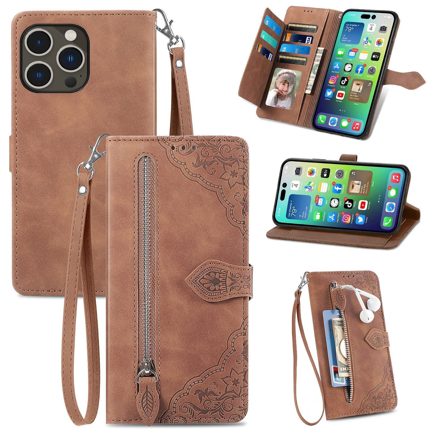 Skin Feel Flip Leather Wallet Phone Case For Protection