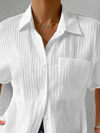 Shirt Collar Blouse Casual Buttoned Loose Fit Stylish Top