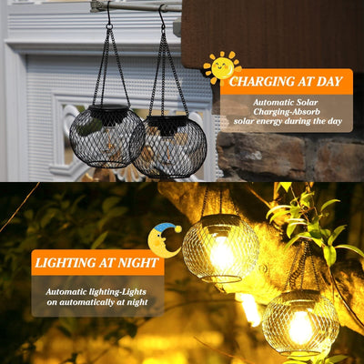 Solar Outdoor Lights Hanging Lantern Waterproof Garden Decor