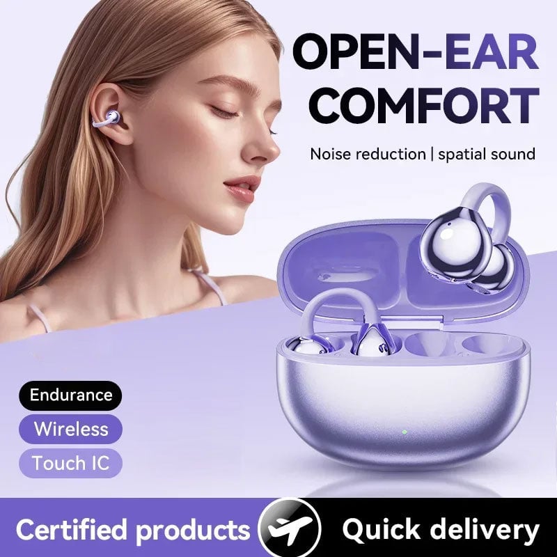Ear Clip Bluetooth Headphones Wireless Sports Earbuds With Mic
