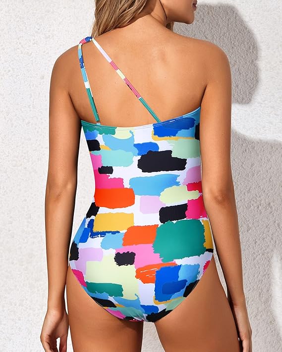 One Shoulder One Piece Swimsuit Stylish Women Beachwear