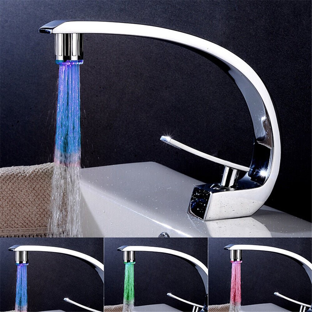 Color-Changing LED Faucet Light Temperature Sensitive For Bathroom Sink