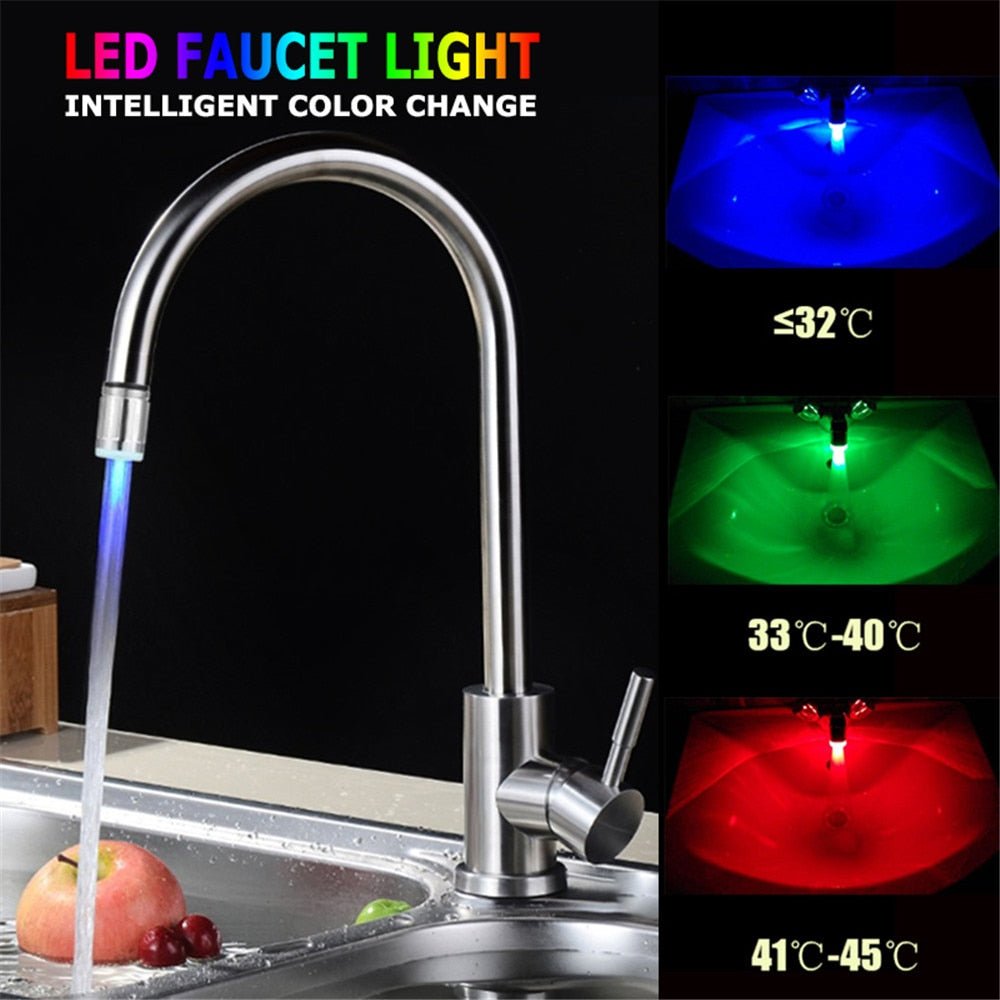 Color-Changing LED Faucet Light Temperature Sensitive For Bathroom Sink
