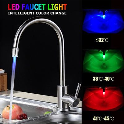 Color-Changing LED Faucet Light Temperature Sensitive For Bathroom Sink