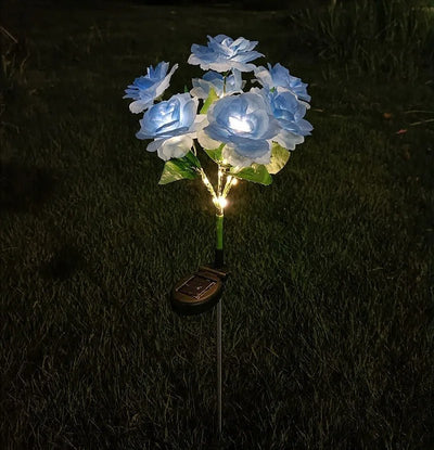 Simulation Garden Solar Garden Rose Lights 7-Head Colorful Pathway Decor