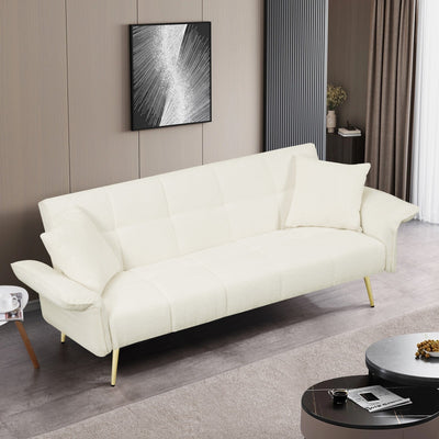 Futon Sofa Bed Convertible Double With Folding Armrests For Small Spaces