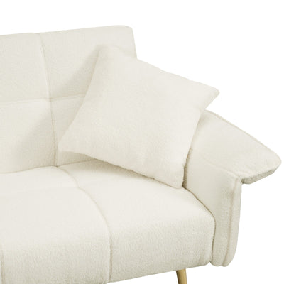 Futon Sofa Bed Convertible Double With Folding Armrests For Small Spaces