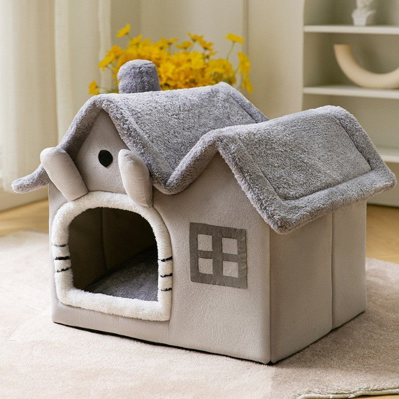 Foldable Dog House Warm Removable Nest Enclosed Pet Bed Sofa
