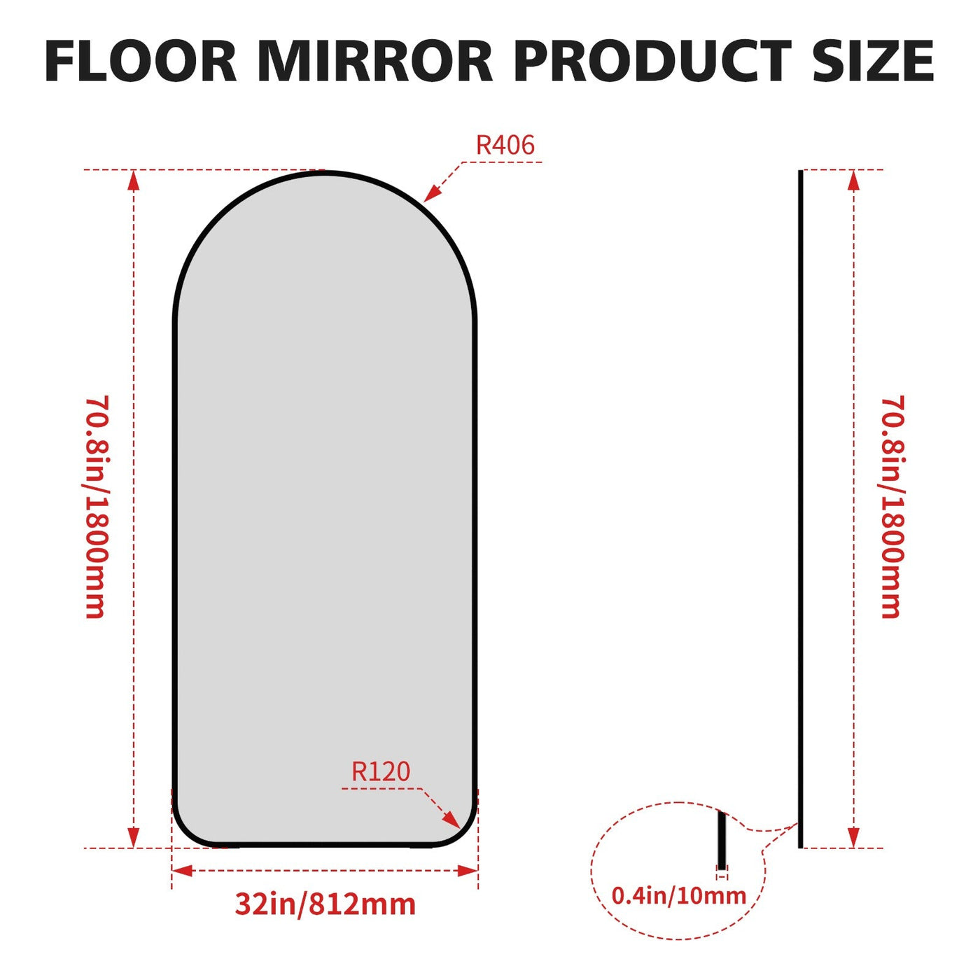 Oversized Full Body Mirror Large Standing Floor Mirror Bedroom Living Room