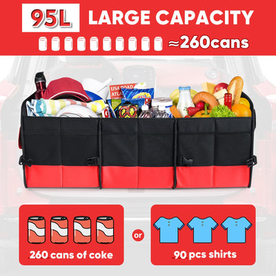 Simniam Large Collapsible Car Trunk Organizer With Multi Compartments