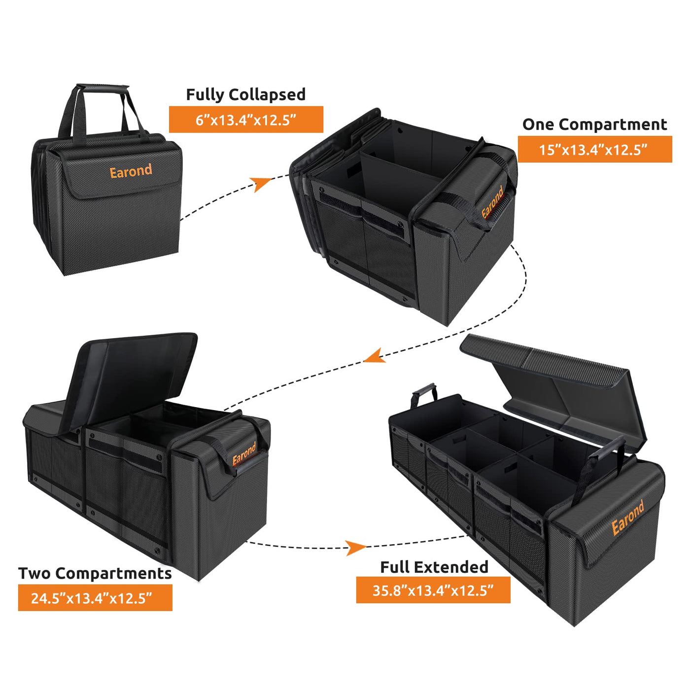 EAROND Car Trunk Organizer With Leakproof Cooler Bag And Adjustable Straps